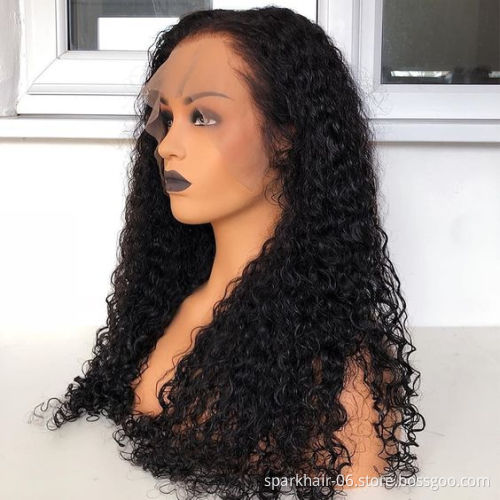 Cheap Indian Brazilian Virgin Deep Wave Curly natural Human 13x4 long Lace Front Hair Wigs For Women